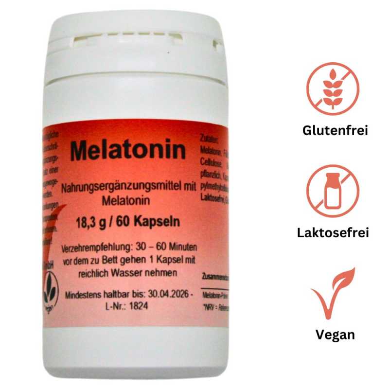Melatonin Kapseln 1mg - 60 vegane Kapseln